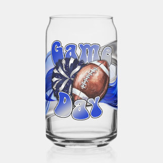Blue and Silver Game day Blikvorm Glas