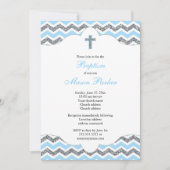 Blue and Silver Glitter Boy Baptism Christening Kaart (Voorkant)