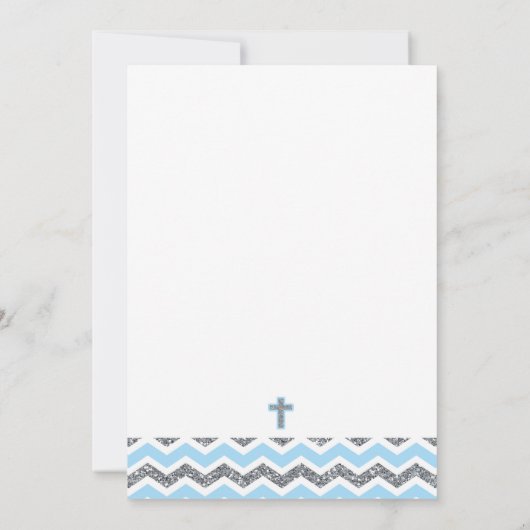 Blue and Silver Glitter Boy Baptism Christening Kaart (Achterkant)