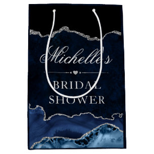 Blue and Silver Glitter Marble Agate Vrijgezellenf Medium Cadeauzakje