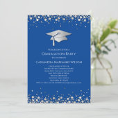 Blue and Silver Graduation Kaart (Staand voorkant)