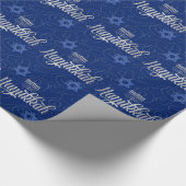 Blue and Silver Hanukkah met Swirls Star van David Cadeaupapier (Hoek)