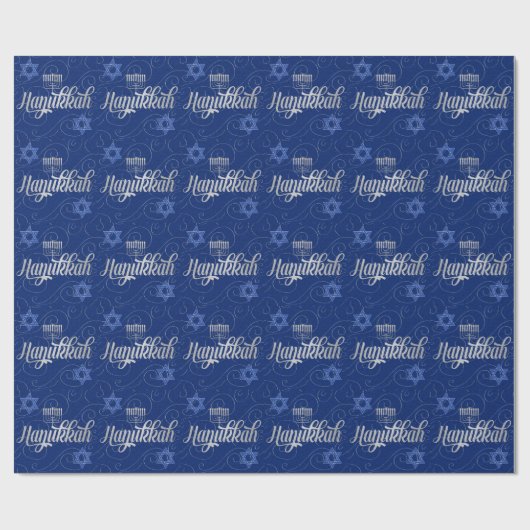 Blue and Silver Hanukkah met Swirls Star van David Cadeaupapier (Vlak)