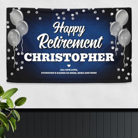 Blue and Silver Happy Retirement  Spandoek