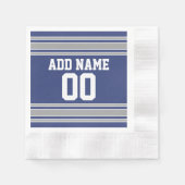 Blue and Silver Jersey Stripes Custom Name Number Servetten (Voorkant)