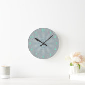Blue and Silver Kaleidoscope Star Pattern Clock Ronde Klok (Huis)