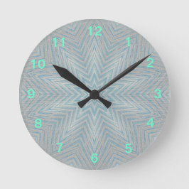 Blue and Silver Kaleidoscope Star Pattern Clock Ronde Klok