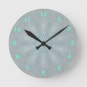 Blue and Silver Kaleidoscope Star Pattern Clock Ronde Klok