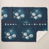 Blue and Silver Ornament Merry Christmas Blanket Sherpa Deken (Voorkant (horizontaal))