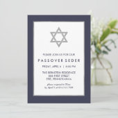Blue and Silver Passover Seder met ster van David Kaart (Staand voorkant)