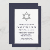 Blue and Silver Passover Seder met ster van David Kaart (Voorkant / Achterkant)