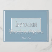 Blue and Silver Poinsettias Foil Invitation Folie Uitnodiging (Voorkant)