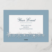Blue and Silver Poinsettias Foil Invitation Folie Uitnodiging (Achterkant)