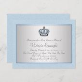 Blue and Silver Prince Baby shower Kaart (Voorkant / Achterkant)