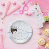 Blue and Silver Prince Baby shower Papieren Bordje (Feest)