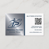 Blue and Silver QR Code Fitness Trainer Visitekaartje (Voorkant)