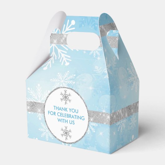 Blue and Silver Snowflake Favor Box Bedankdoosjes (Achterkant)