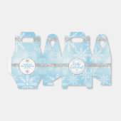 Blue and Silver Snowflake Favor Box Bedankdoosjes (Uitgevouwen)