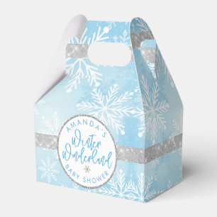 Blue and Silver Snowflake Favor Box Bedankdoosjes