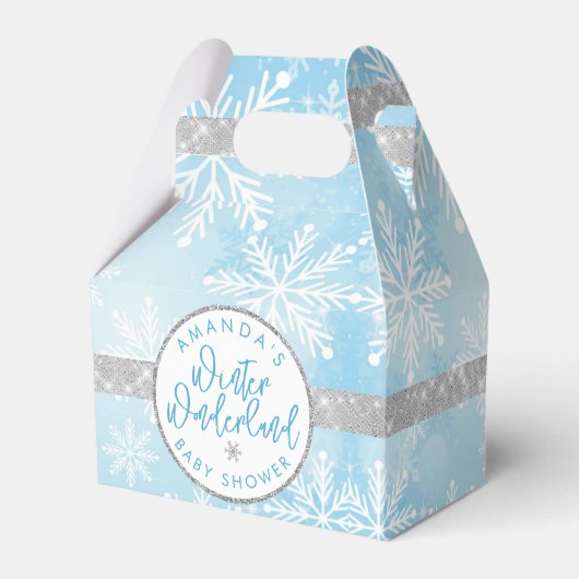 Blue and Silver Snowflake Favor Box Bedankdoosjes (Voorkant Zijde)