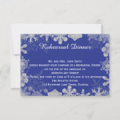 Blue and Silver Snowflake Wedding Rehearsal Kaart (Voorkant)