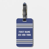 Blue and Silver Sports Jersey Custom Name Number Bagagelabel (Achterkant verticaal)