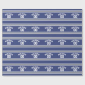 Blue and Silver Sports Jersey Custom Name Number Cadeaupapier (Vlak)