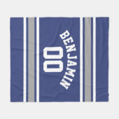 Blue and Silver Sports Jersey Custom Name Number Fleece Deken (Voorkant (Horizontaal))