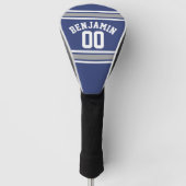 Blue and Silver Sports Jersey Custom Name Number Golfheadcover (Voorkant)