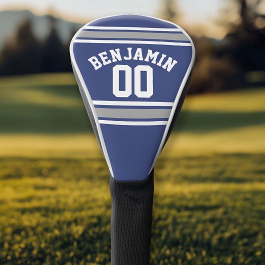 Blue and Silver Sports Jersey Custom Name Number Golfheadcover