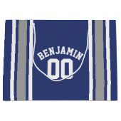 Blue and Silver Sports Jersey Custom Name Number Groot Cadeauzakje (Voorkant)