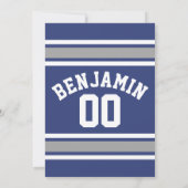 Blue and Silver Sports Jersey Custom Name Number Kaart (Achterkant)