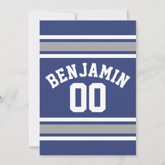 Blue and Silver Sports Jersey Custom Name Number Kaart (Achterkant)