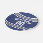 Blue and Silver Sports Jersey Custom Name Number Papieren Bordje (Gekanteld)