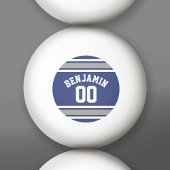 Blue and Silver Sports Jersey Custom Name Number Pingpongbal