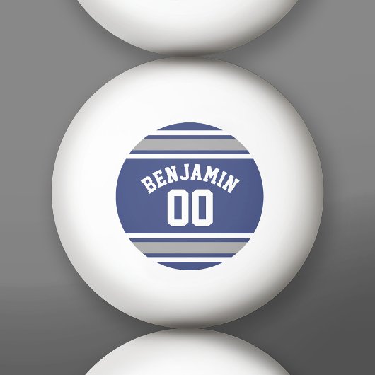 Blue and Silver Sports Jersey Custom Name Number Pingpongbal