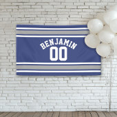 Blue and Silver Sports Jersey Custom Name Number Spandoek