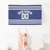 Blue and Silver Sports Jersey Custom Name Number Spandoek (Insitu)