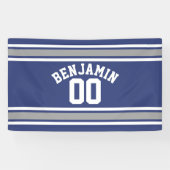 Blue and Silver Sports Jersey Custom Name Number Spandoek (Horizontaal)