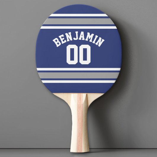 Blue and Silver Sports Jersey Custom Name Number Tafeltennisbatje