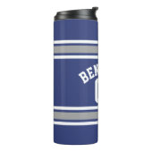 Blue and Silver Sports Jersey Custom Name Number Thermosbeker (Gedraaid links)