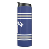 Blue and Silver Sports Jersey Custom Name Number Thermosbeker (Geroteerd rechts)