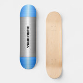 Blue and Silver Stainless Steel Metal Persoonlijk Skateboard (Voorkant)