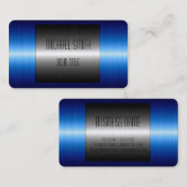 Blue and Silver Stainless Steel Metal Visitekaartje (Voorkant / Achterkant)