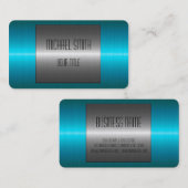 Blue and Silver Stainless Steel Metal Visitekaartje (Voorkant / Achterkant)