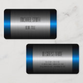 Blue and Silver Stainless Steel Metal Visitekaartje (Voorkant / Achterkant)