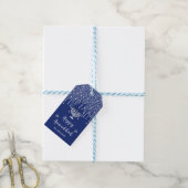 Blue and Silver String Lights Happy Hanukkah Cadeaulabel (Met Touw)