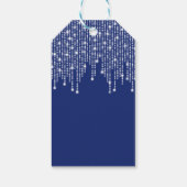 Blue and Silver String Lights Happy Hanukkah Cadeaulabel (Achterkant)