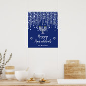 Blue and Silver String Lights Happy Hanukkah Poster (Keuken)