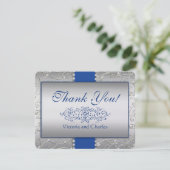Blue and Silver Swirl Wedding Bedankt (Staand voorkant)
